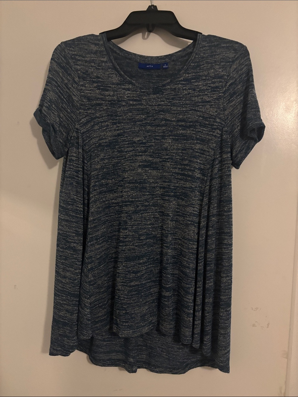Apt. 9 Navy Space-Dyed Short Sleeve Swing Tee